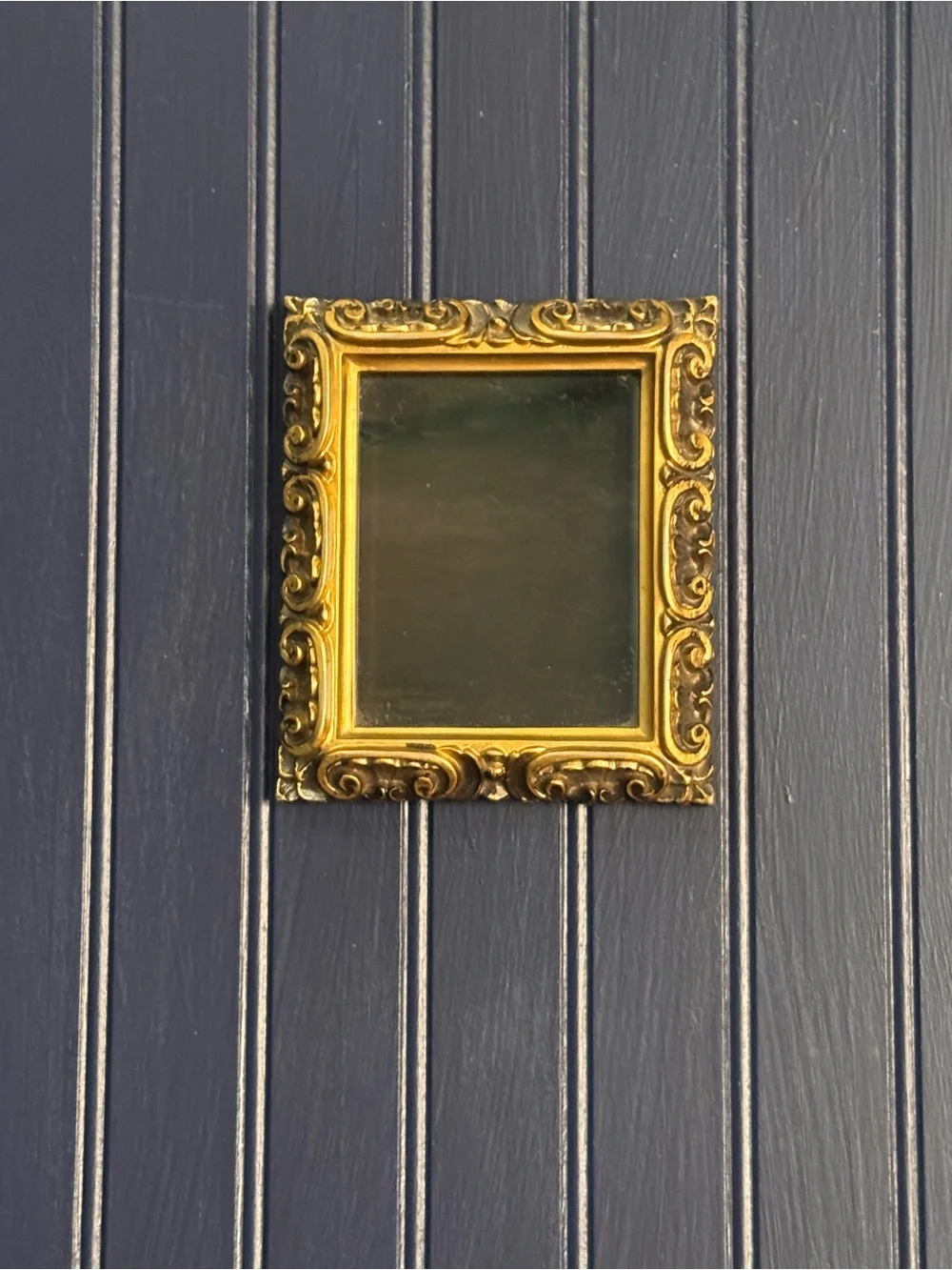 Ornate Resin Black Scrying Mirror | Gothic Revival Claude Mirror | Antiqued Gold